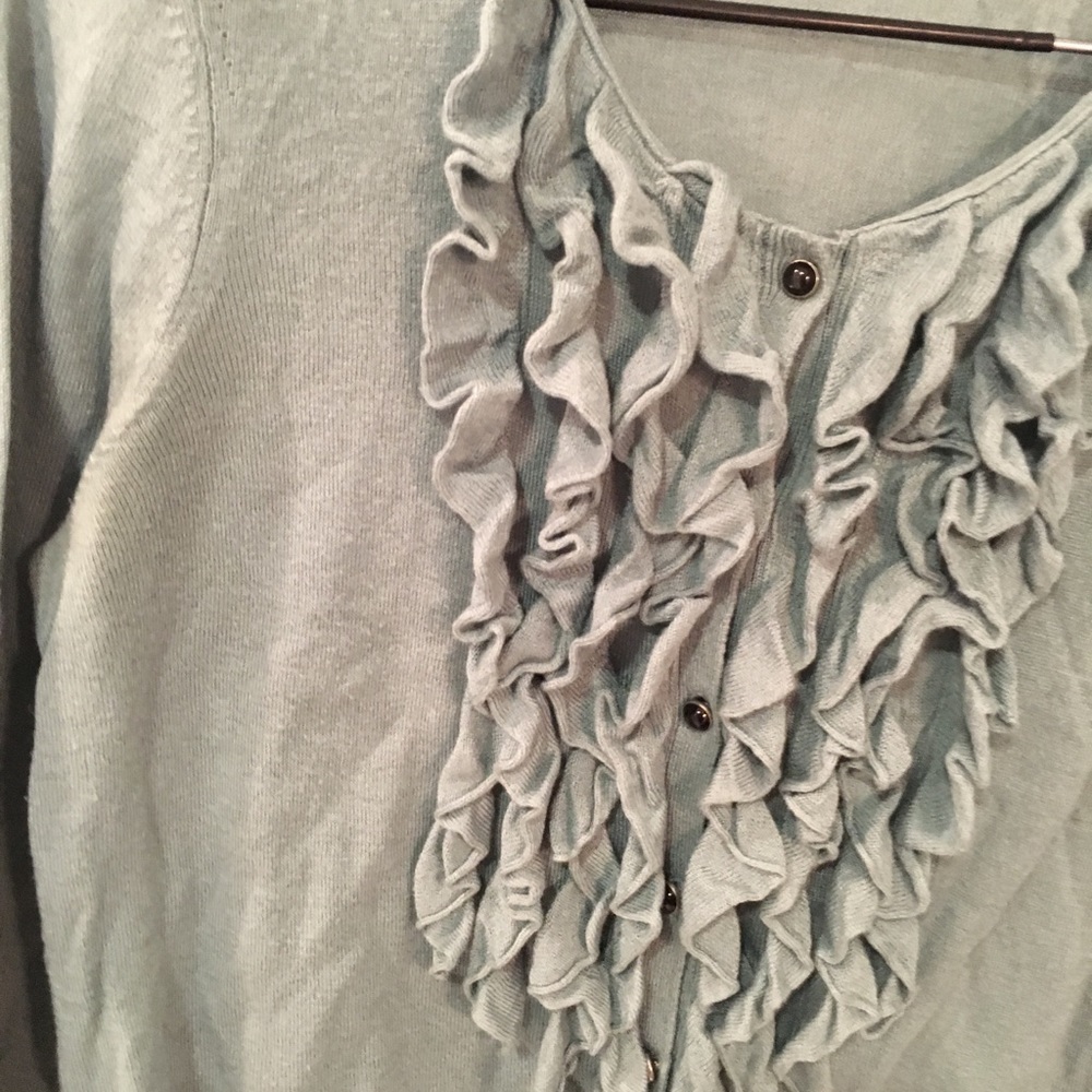 ANN TAYLOR Loft Ruffle Front Cardigan Small - Picture 4 of 6